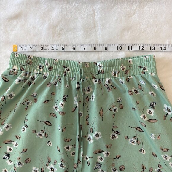 Mint Green Floral Maxi Bohemian Skirt Womens M Elastic Waist Lightweight - Picture 5 of 8